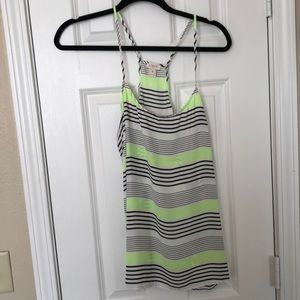 Black, white, and neon green tank top